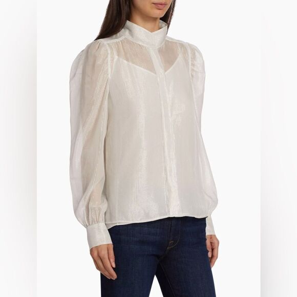 Frame Silk-Blend Long-Sleeve Blouse size S - Picture 3 of 16